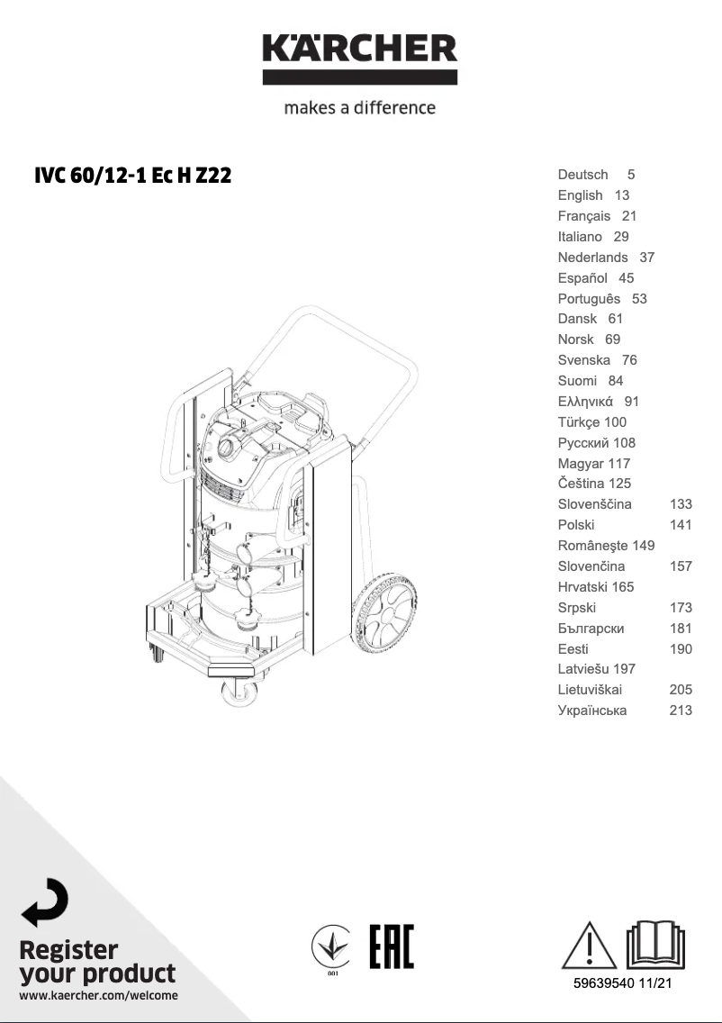 Page n°1 - Manuel utilisateur Kärcher IVC 60/12-1 Ec H Z22