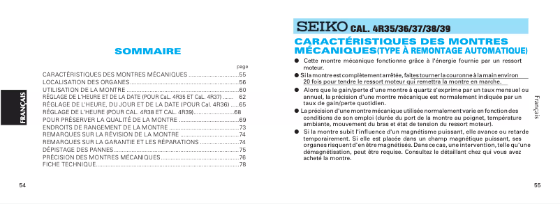 Page 1 of the manual User Manual Seiko Presage SSA367J1