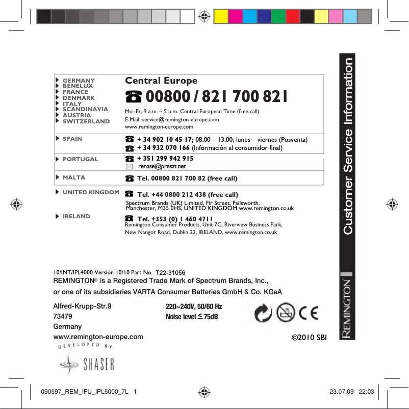 Page n°1 - Manuel utilisateur Remington i-Light IPL4000