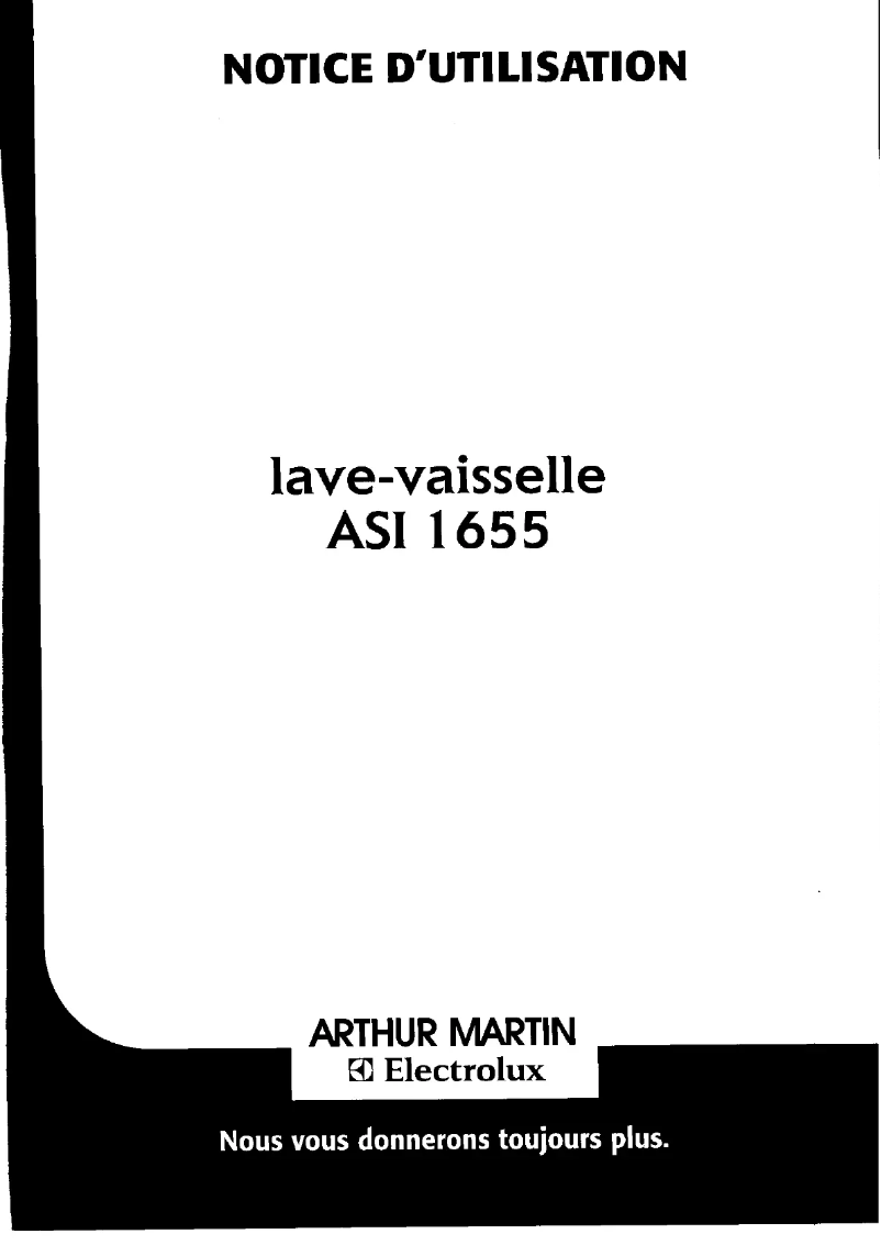 Page n°1 - Manuel utilisateur Arthur Martin-Electrolux ASI 1655 X