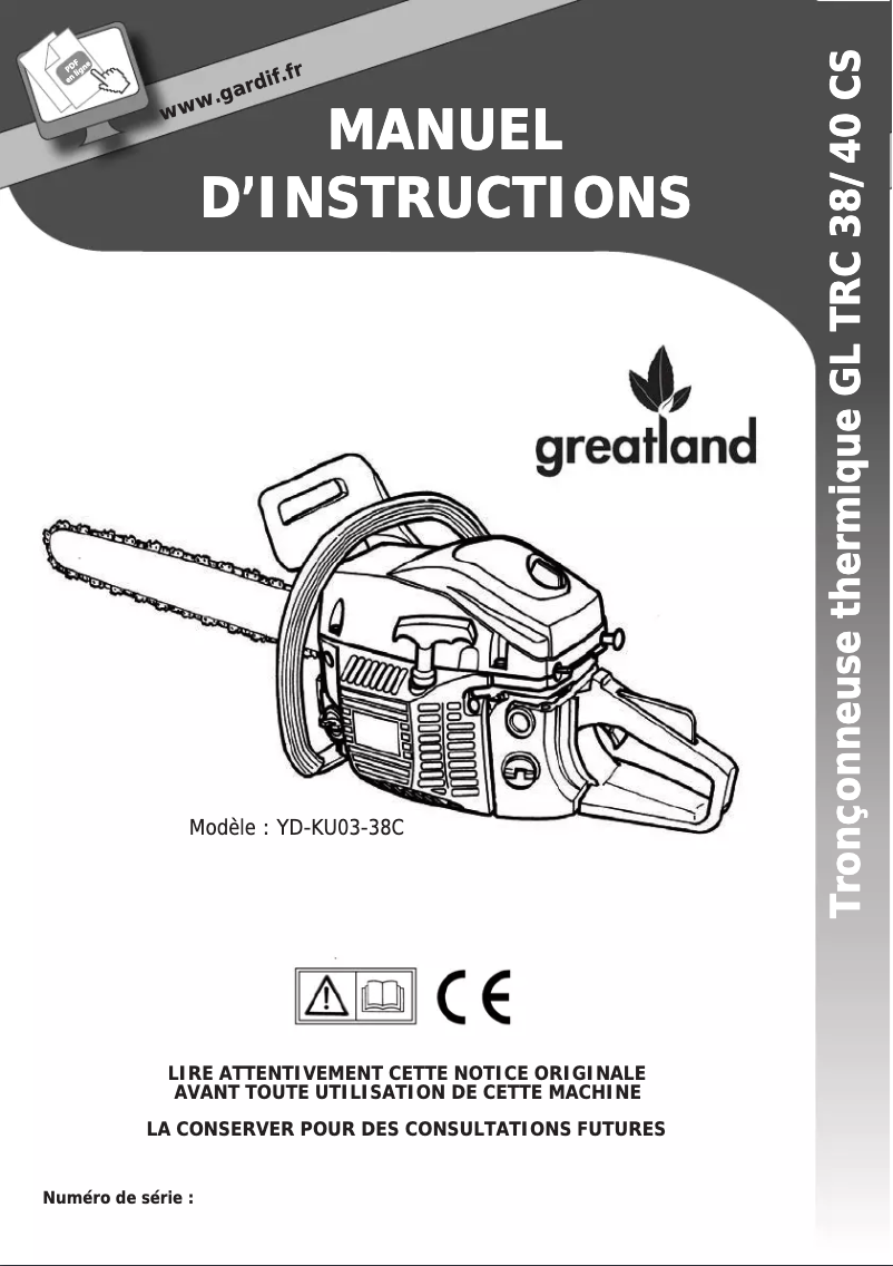Page 1 de la notice Manuel utilisateur Greatland GL TRC 40 CS