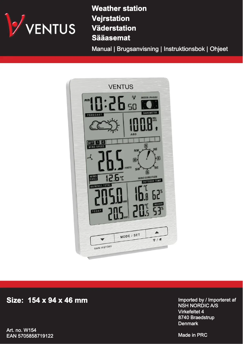 Image de la première page du manuel de l'appareil W154