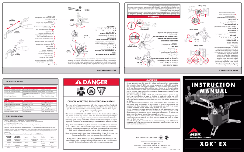 Page n°1 - Manuel utilisateur MSR WhisperLit Universal