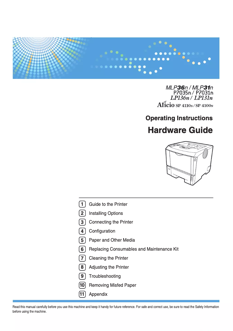 Page n°1 - Manuel utilisateur Ricoh SP 4100N-KP