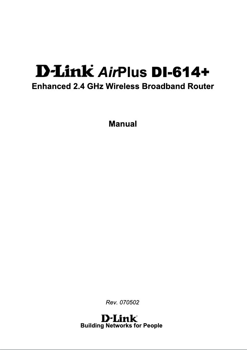 Page n°1 - Manuel utilisateur D-Link DI-614