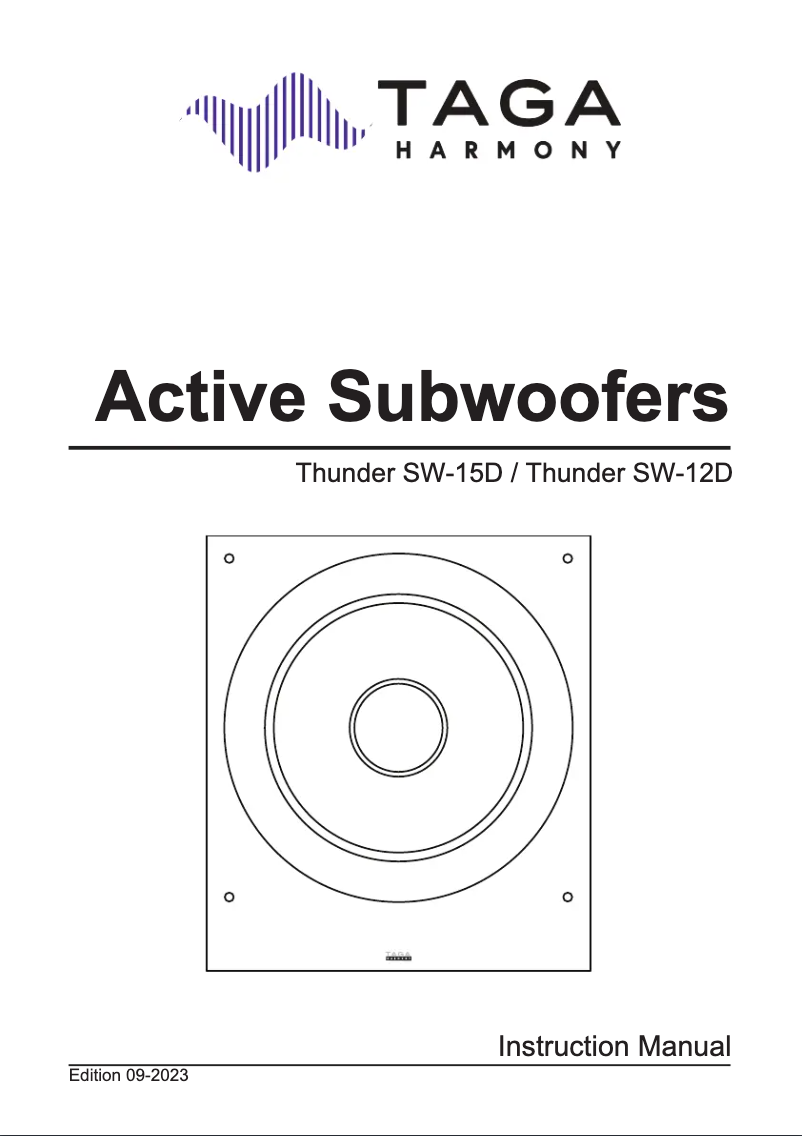 Page 1 de la notice Manuel utilisateur Taga Harmony Thunder SW-15D