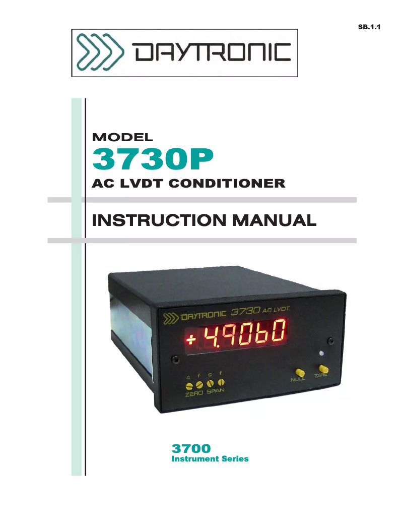 Page 1 de la notice Manuel utilisateur Daytronic 3730P