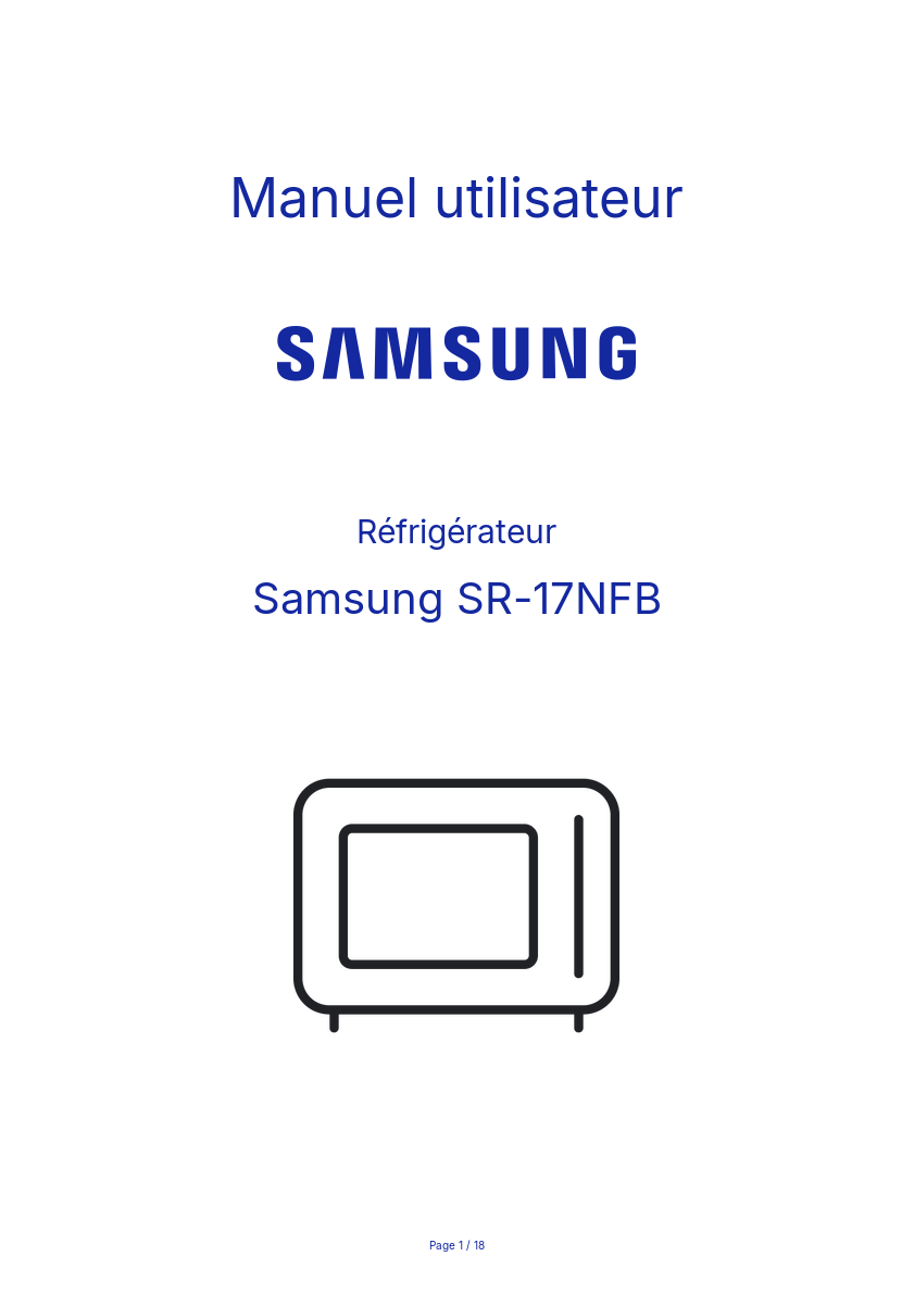 Page n°1 - Manuel utilisateur Samsung SR-17NFB
