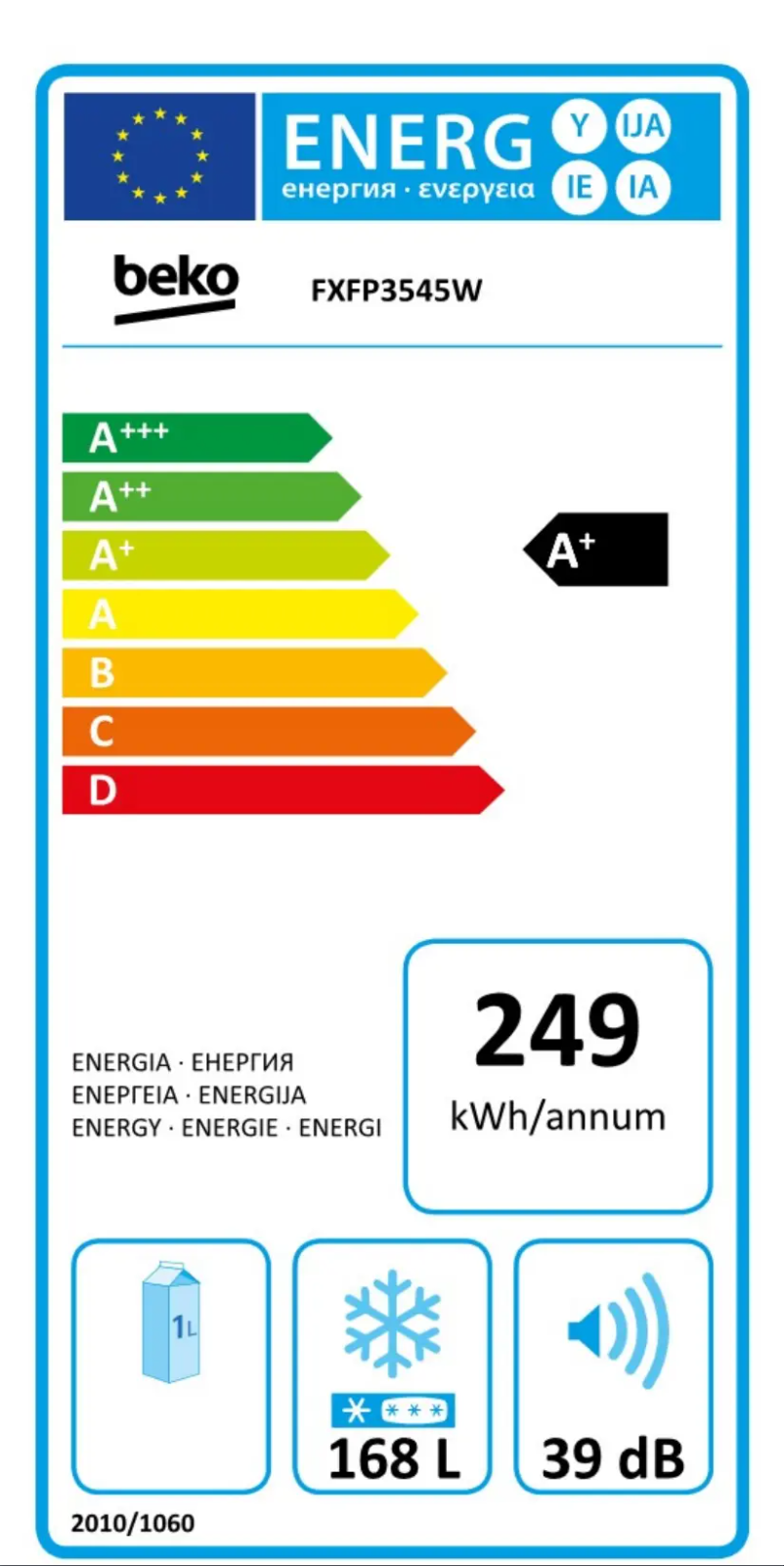 Page n°1 - Label énergétique Beko FXFP3545