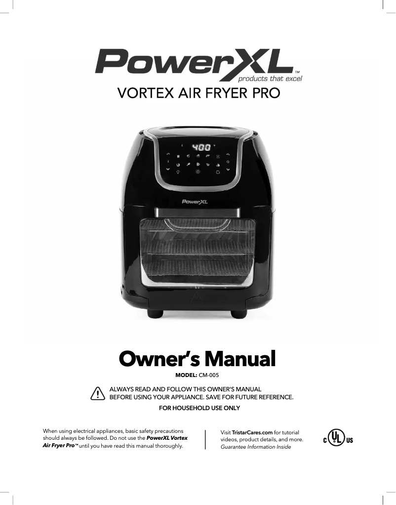 Image de la première page du manuel de l'appareil Vortex Air Fryer Pro CM-005