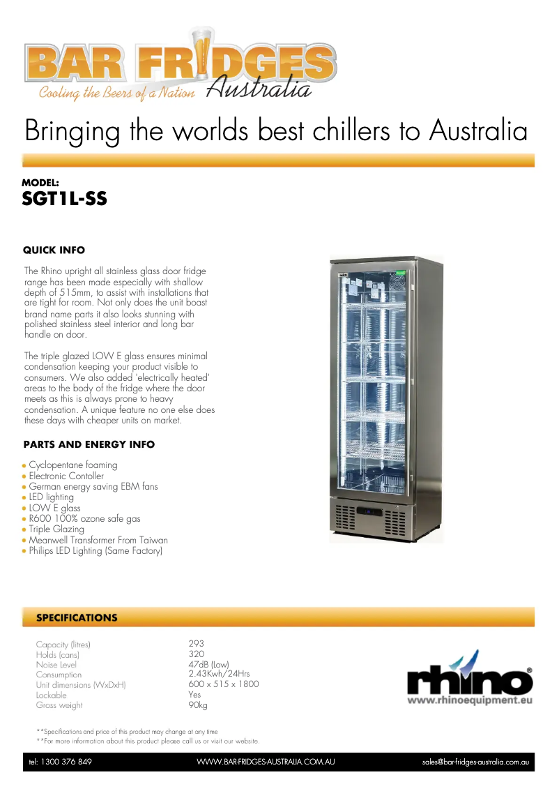 Page n°1 - Fiche technique Rhino SGT1L-SS