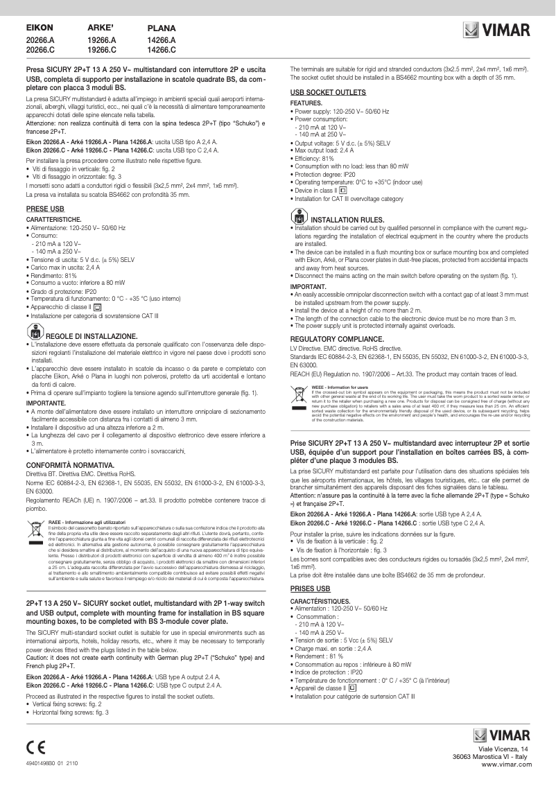 Página 1 del manual Manual de usuario Vimar 14266.C