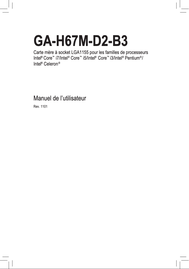 Page n°1 - Manuel utilisateur Gigabyte GA-H67M-D2-B3