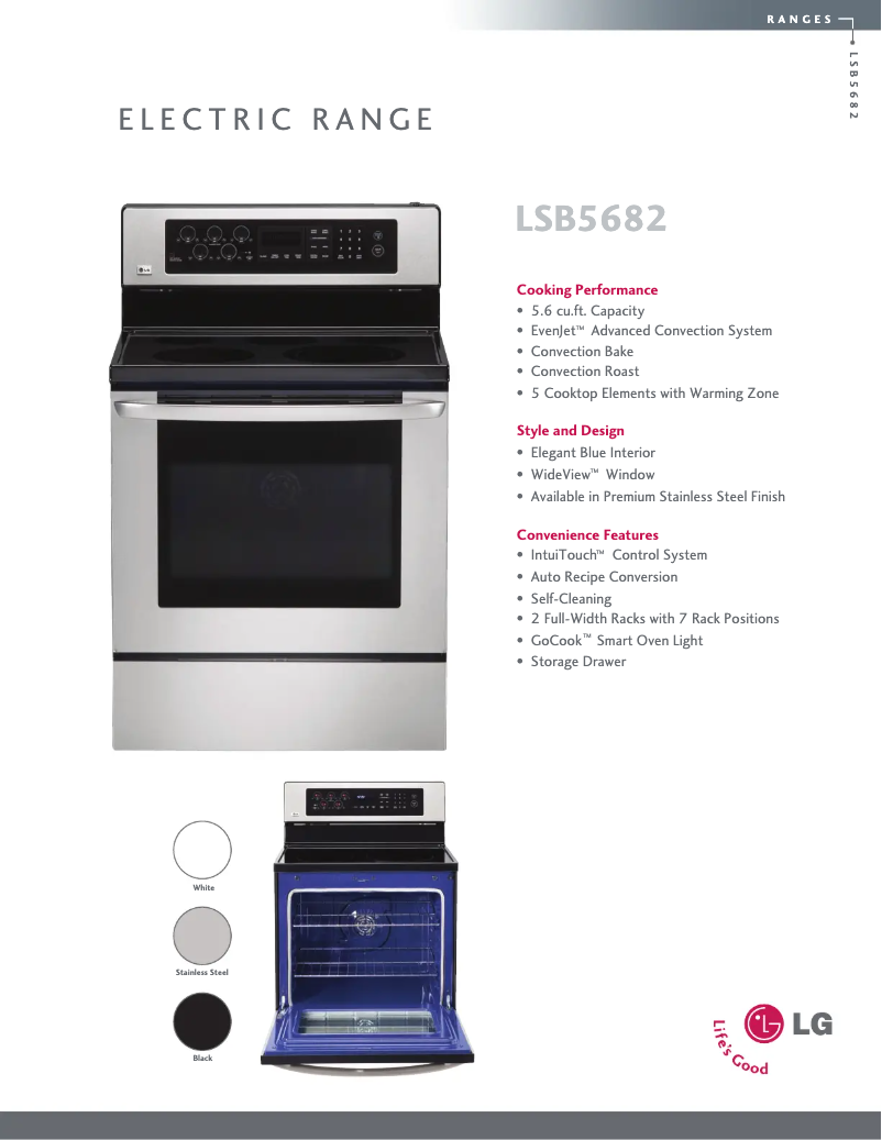 Página 1 del manual Ficha técnica LG LSB5682SW