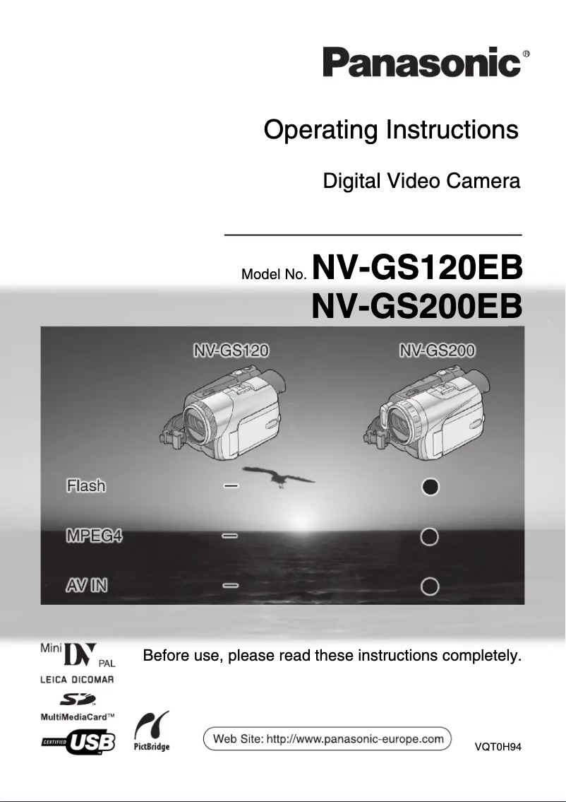 Image de la première page du manuel de l'appareil NV-GS120