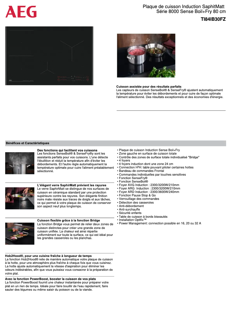 Página 1 del manual Ficha técnica AEG TI84IB30FZ