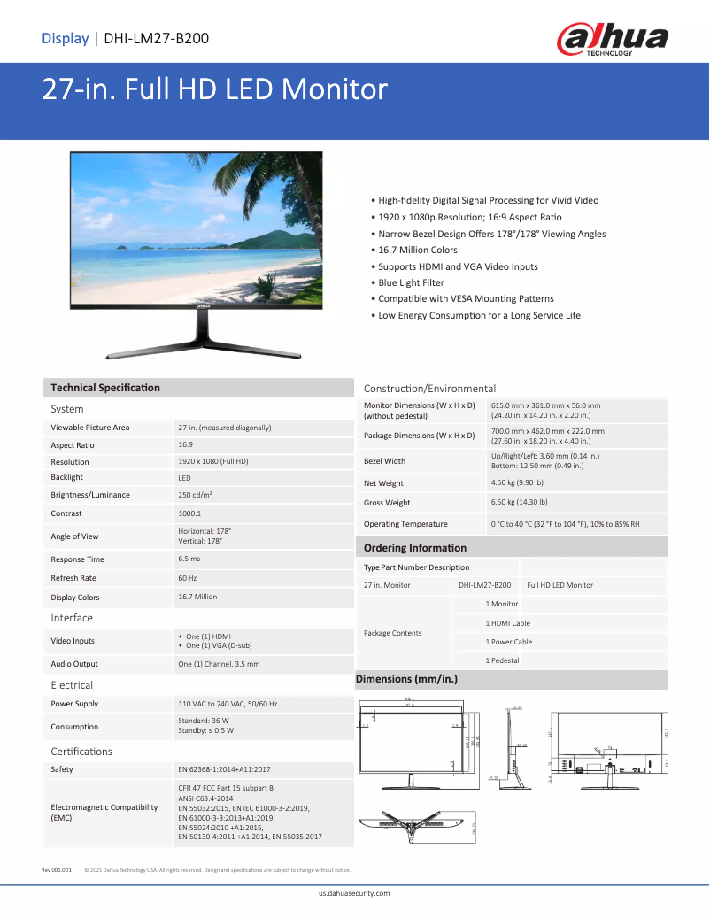 Image de la première page du manuel de l'appareil DHI-LM27-B200
