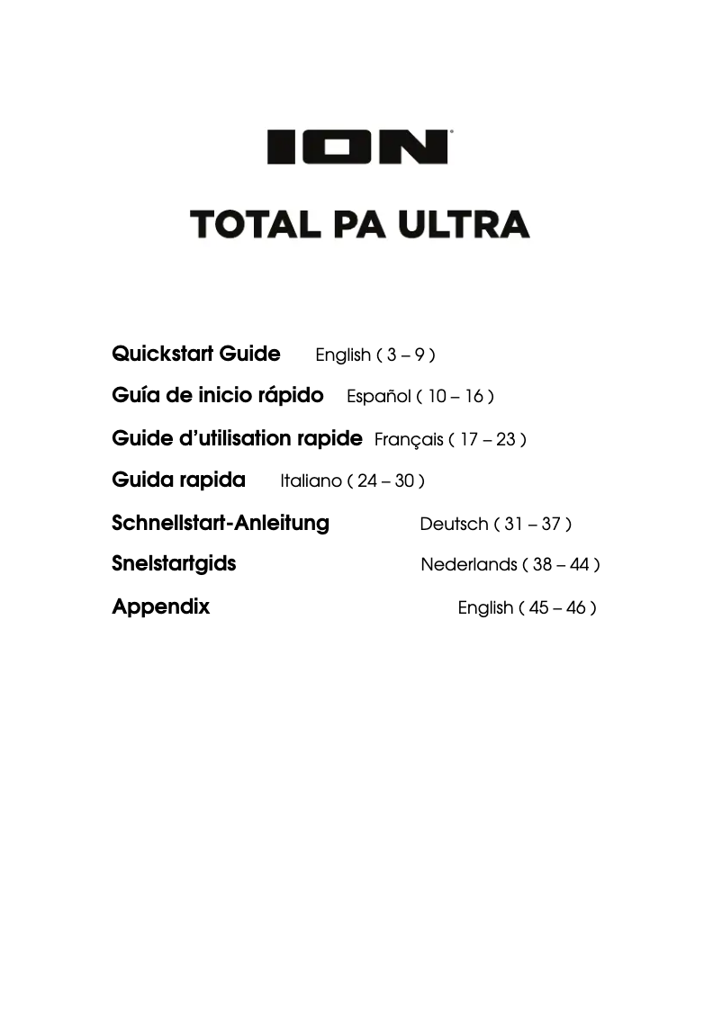 Page n°1 - Manuel utilisateur ION Total PA Ultra