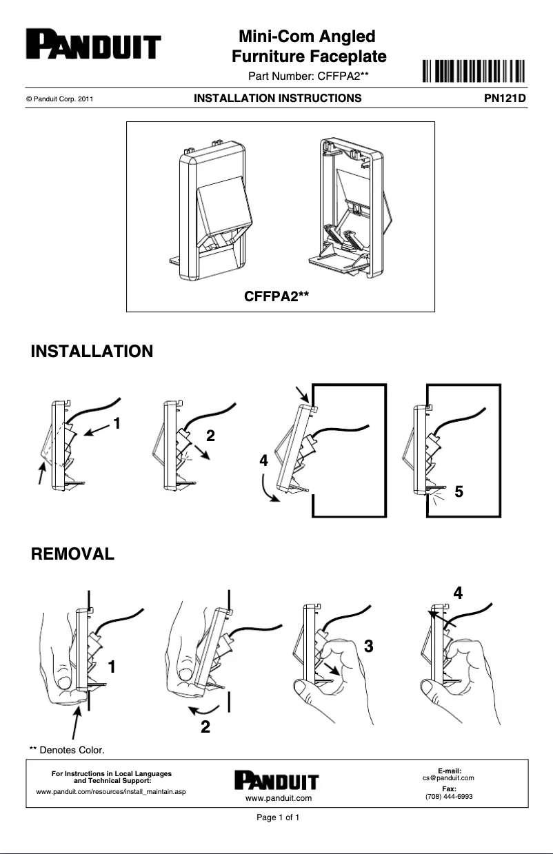 Page 1 de la notice Manuel utilisateur Panduit CFFPA2IG