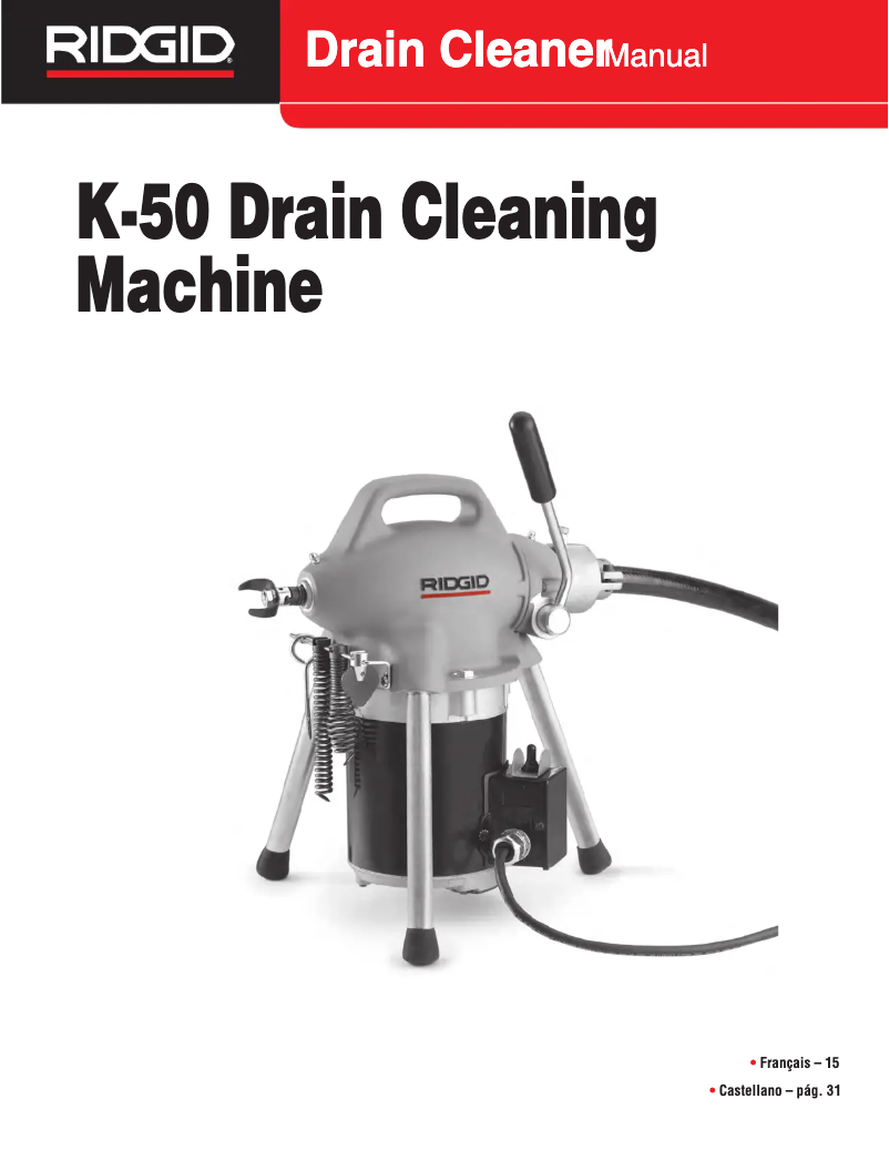 Page n°1 - Manuel utilisateur Ridgid K-50