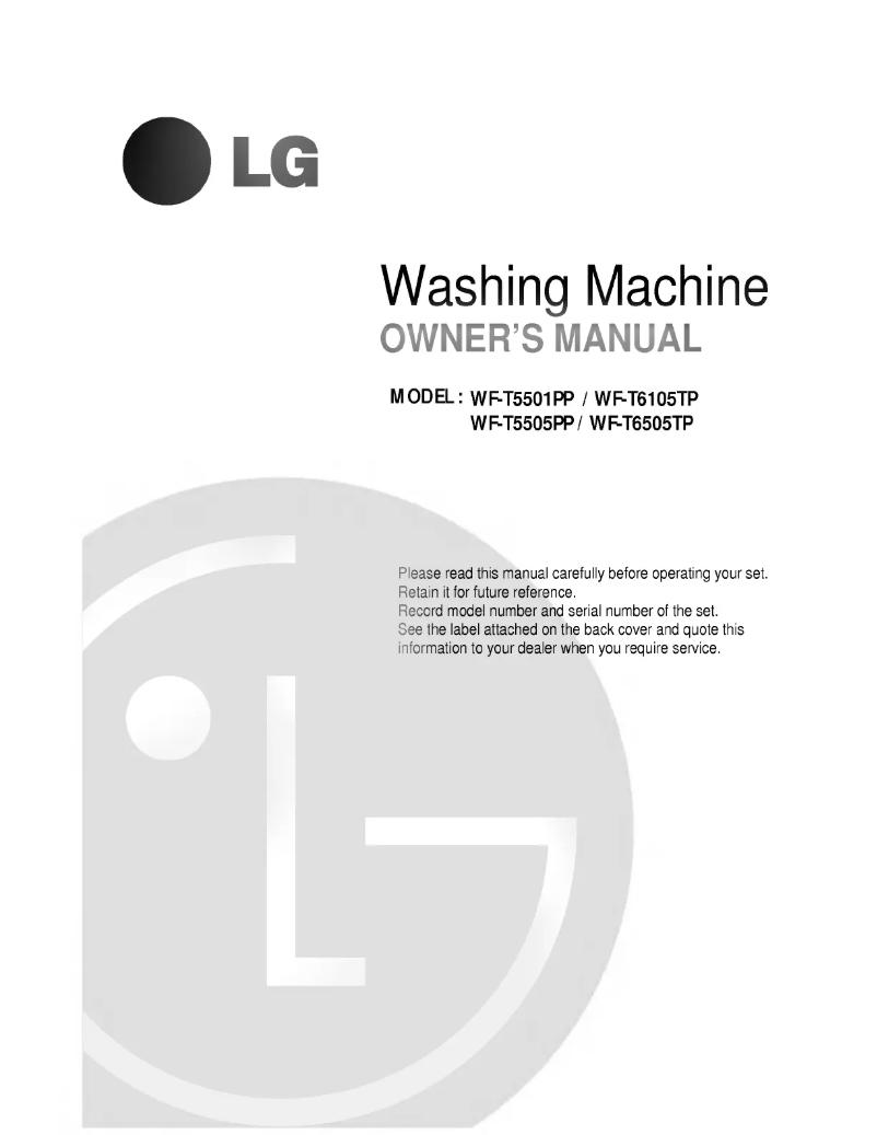 Page 1 de la notice Manuel utilisateur LG WF-T6105TP