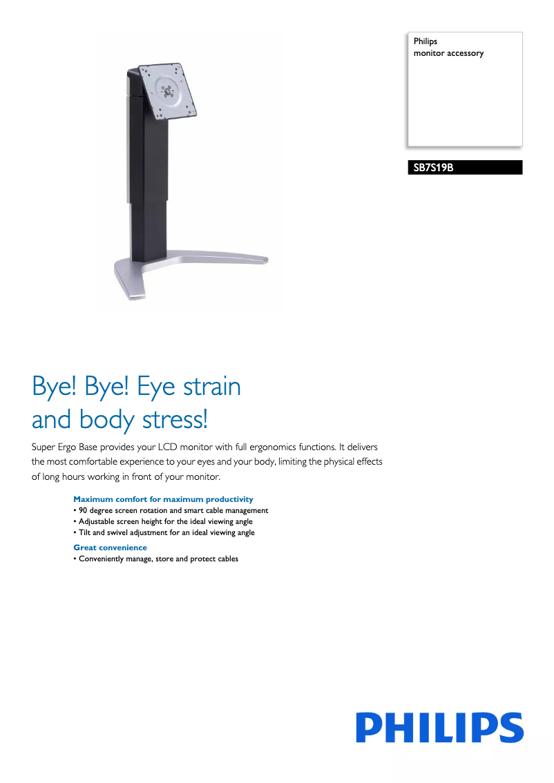 Page 1 of the manual Brochure Philips SB7S19B