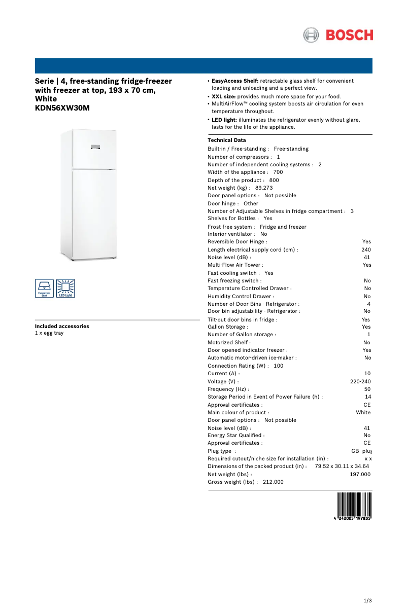 Image de la première page du manuel de l'appareil KDN56XW30M