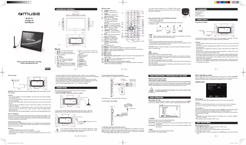 Page n°1 - Manuel utilisateur Muse M-335 TV