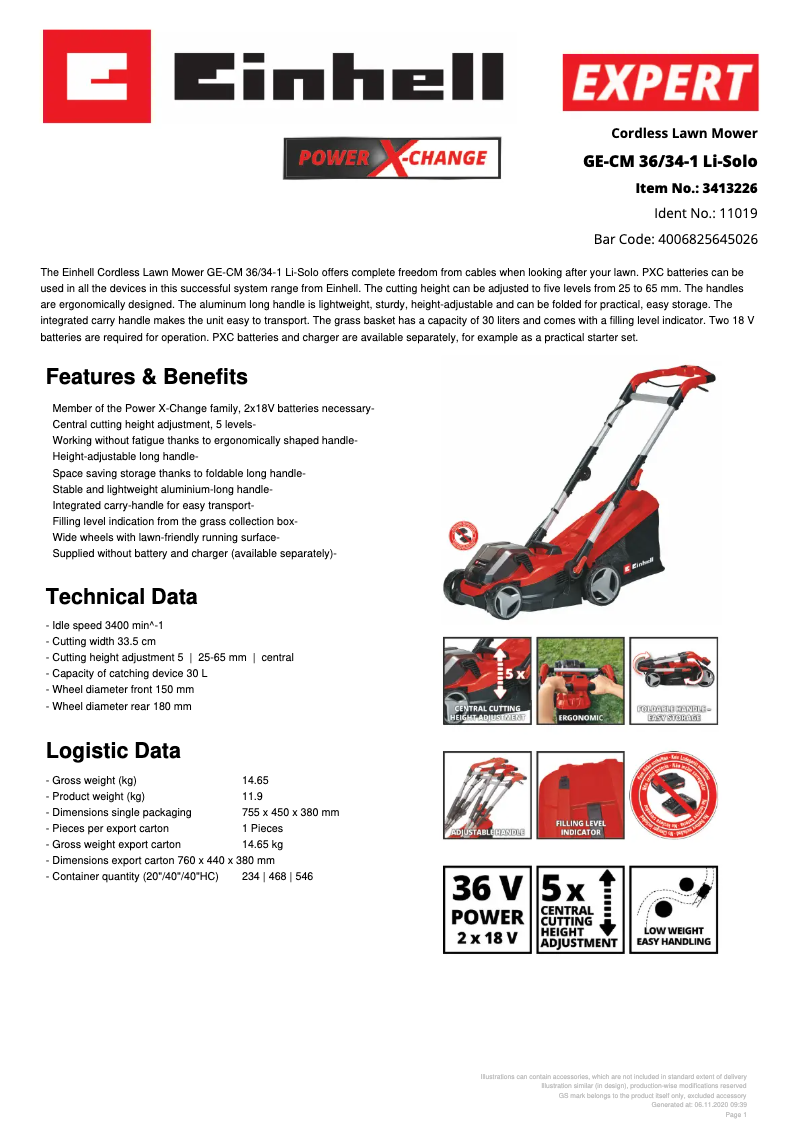 Image de la première page du manuel de l'appareil GE-CM 36/34-1 Li