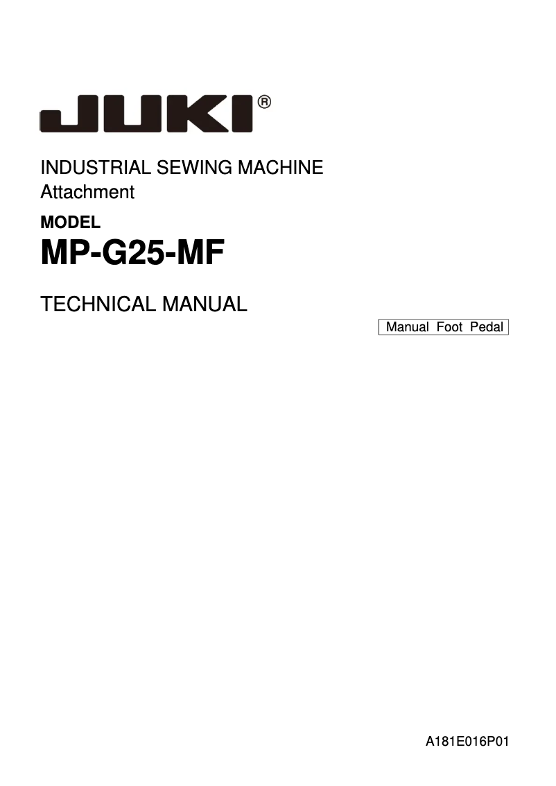 Image de la première page du manuel de l'appareil MP-G25-MF