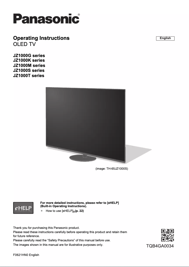 Page 1 de la notice Manuel utilisateur Panasonic TH-55JZ1000K