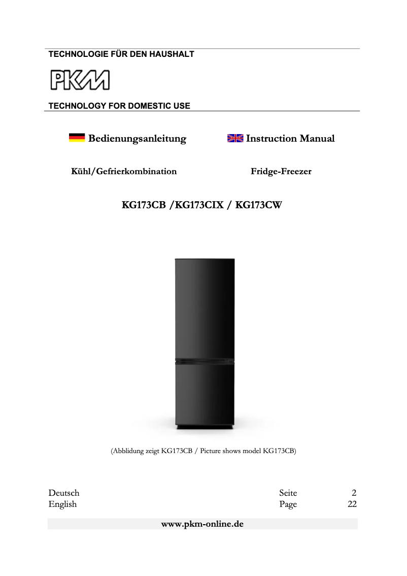 Image de la première page du manuel de l'appareil KG173CW