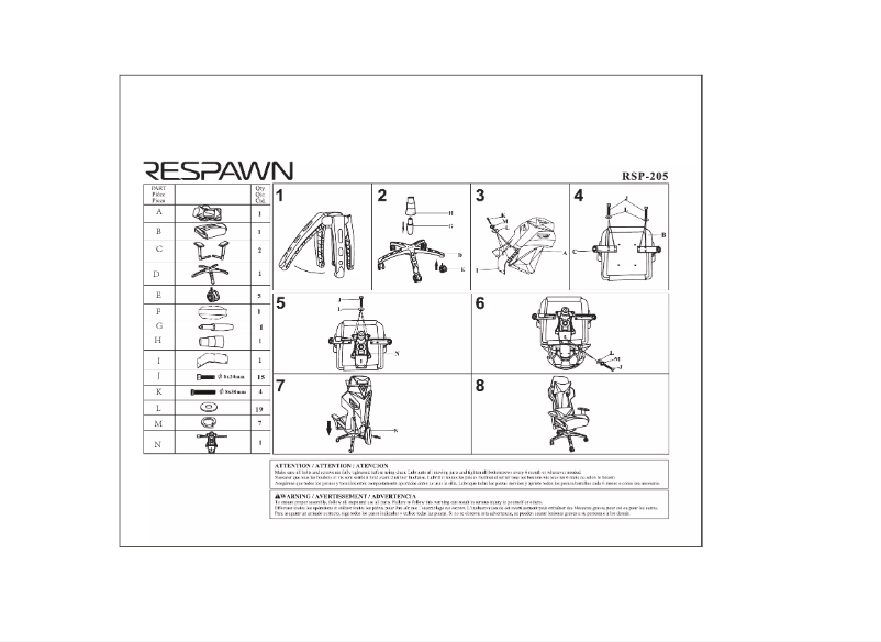 Page n°1 - Manuel utilisateur OFM RESPAWN RSP-205