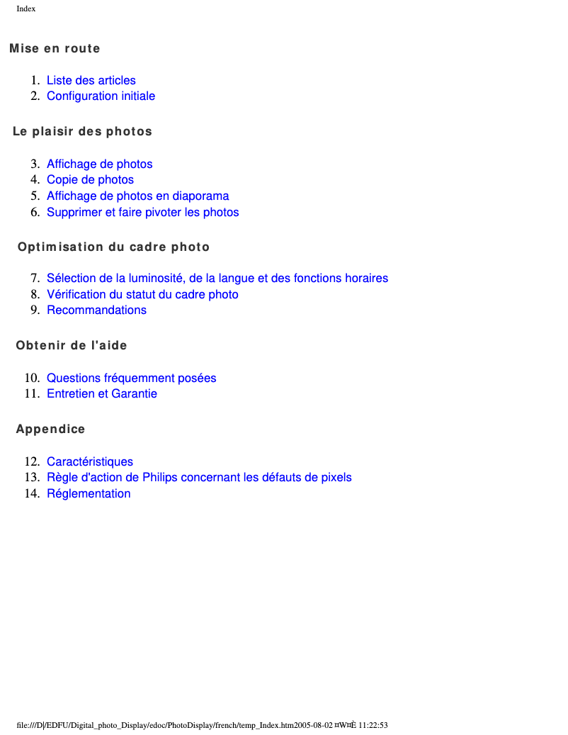 Page 1 de la notice Manuel utilisateur Philips 7FF1AW
