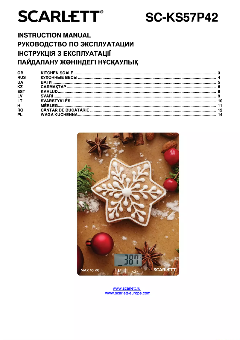 Page 1 de la notice Manuel utilisateur Scarlett SC-KS57P42