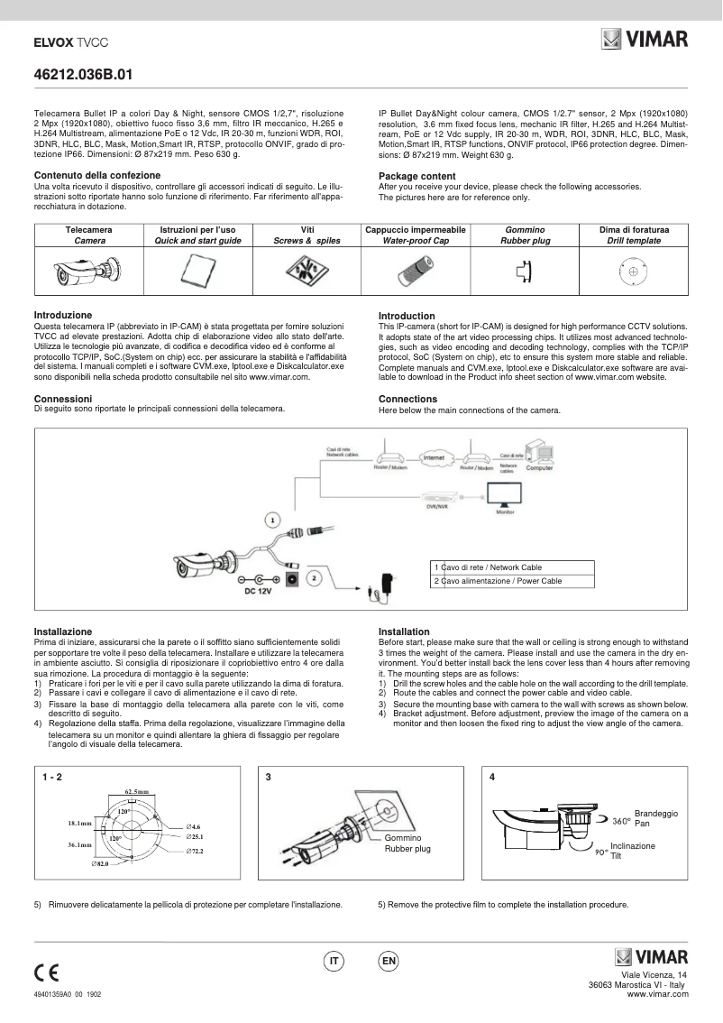 Page n°1 - Manuel utilisateur Vimar ELVOX 46212.036B.01