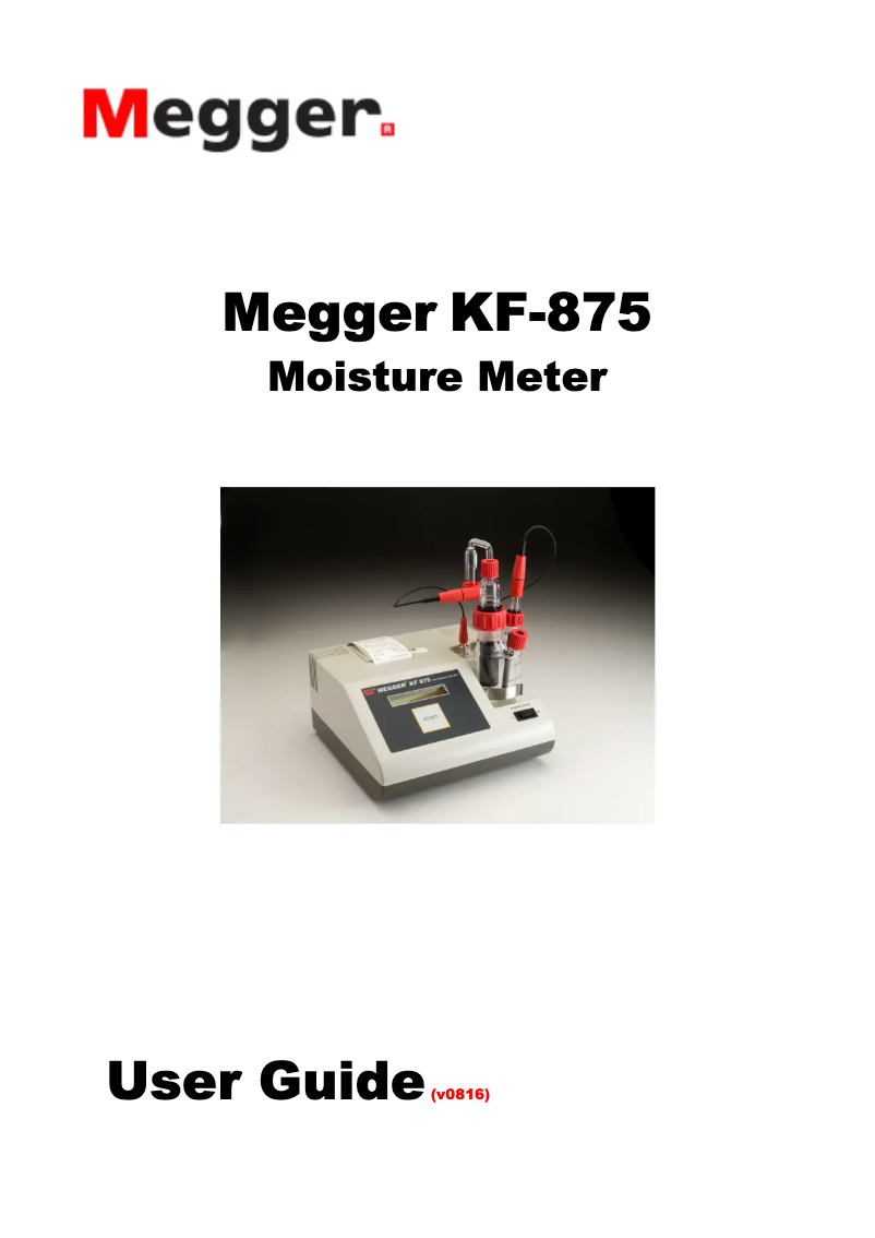 Page 1 de la notice Manuel utilisateur Megger KF-875