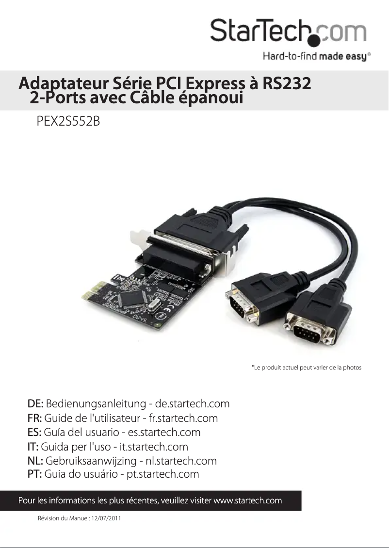 Page 1 de la notice Manuel utilisateur StarTech.com PEX2S552B
