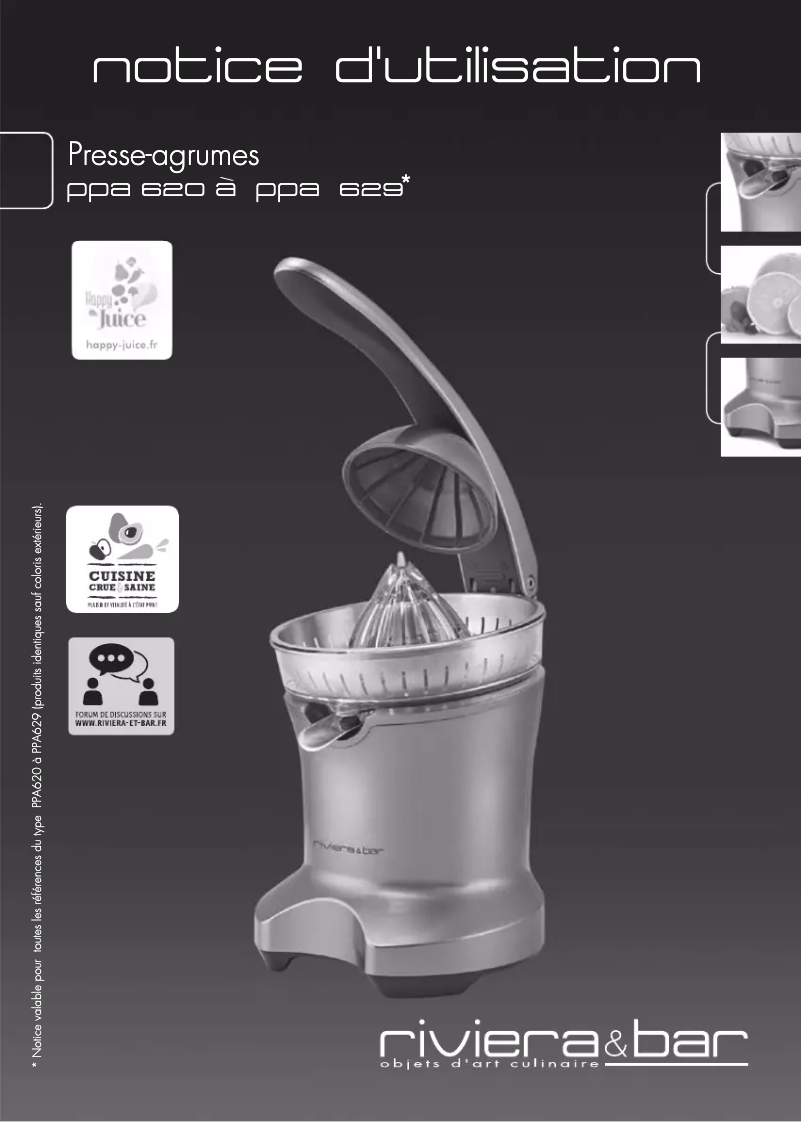 Page n°1 - Manuel utilisateur Riviera & Bar PPA 627