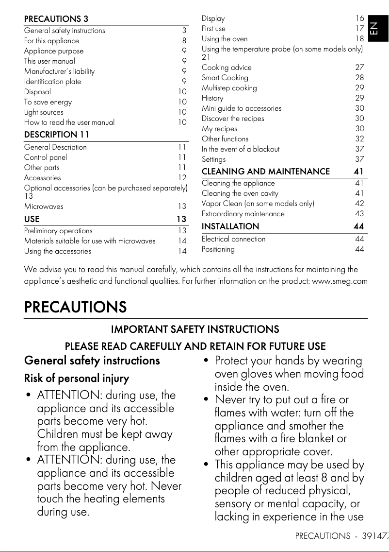 Page n°1 - Manuel utilisateur Smeg SOA6606M2PNR