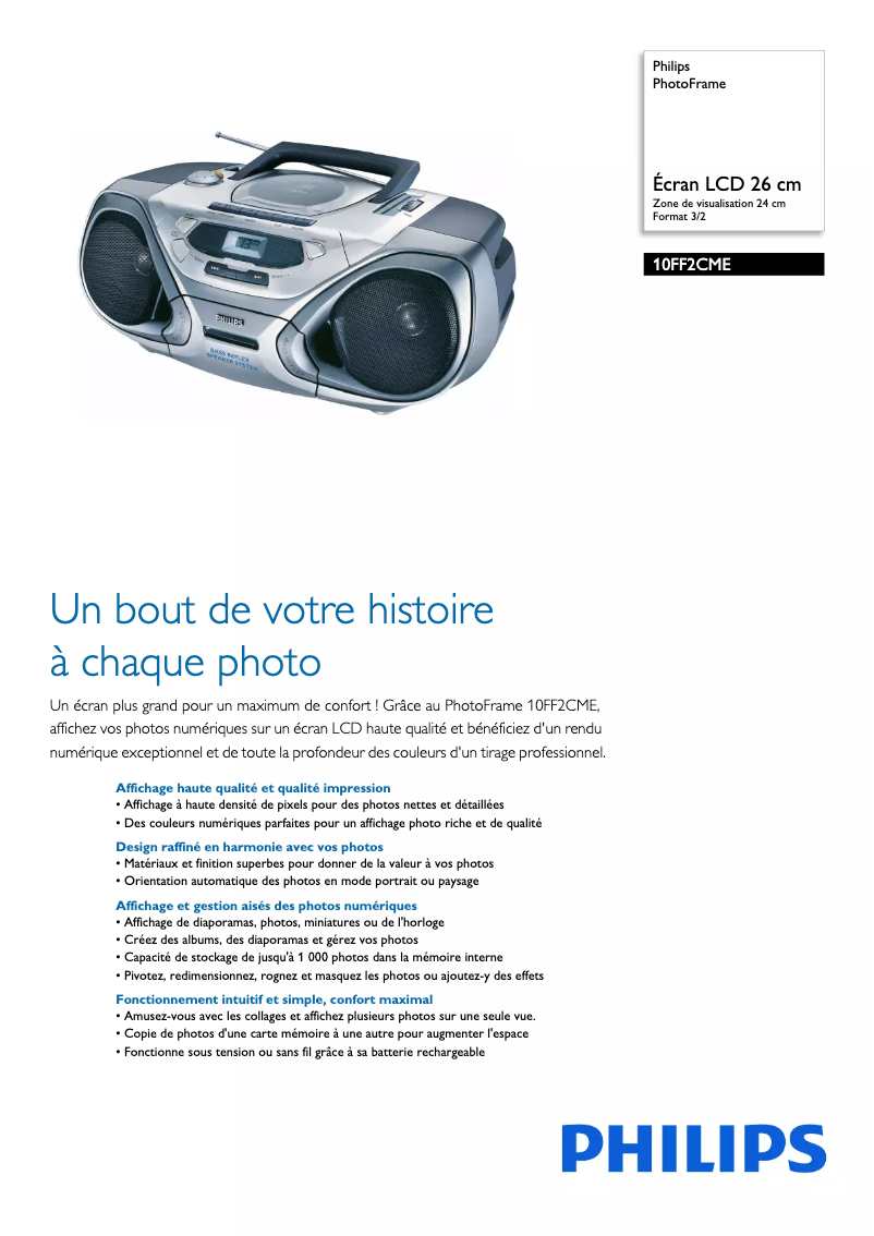 Image de la première page du manuel de l'appareil PhotoFrame 10FF2CME