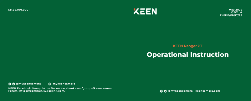 Image de la première page du manuel de l'appareil KEEN Ranger PT