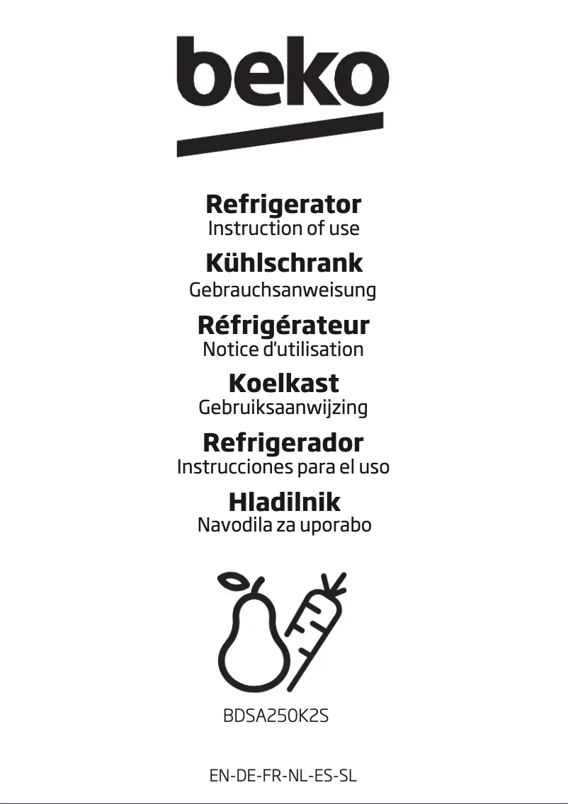 Page 1 de la notice Manuel utilisateur Beko BDSA250K2S