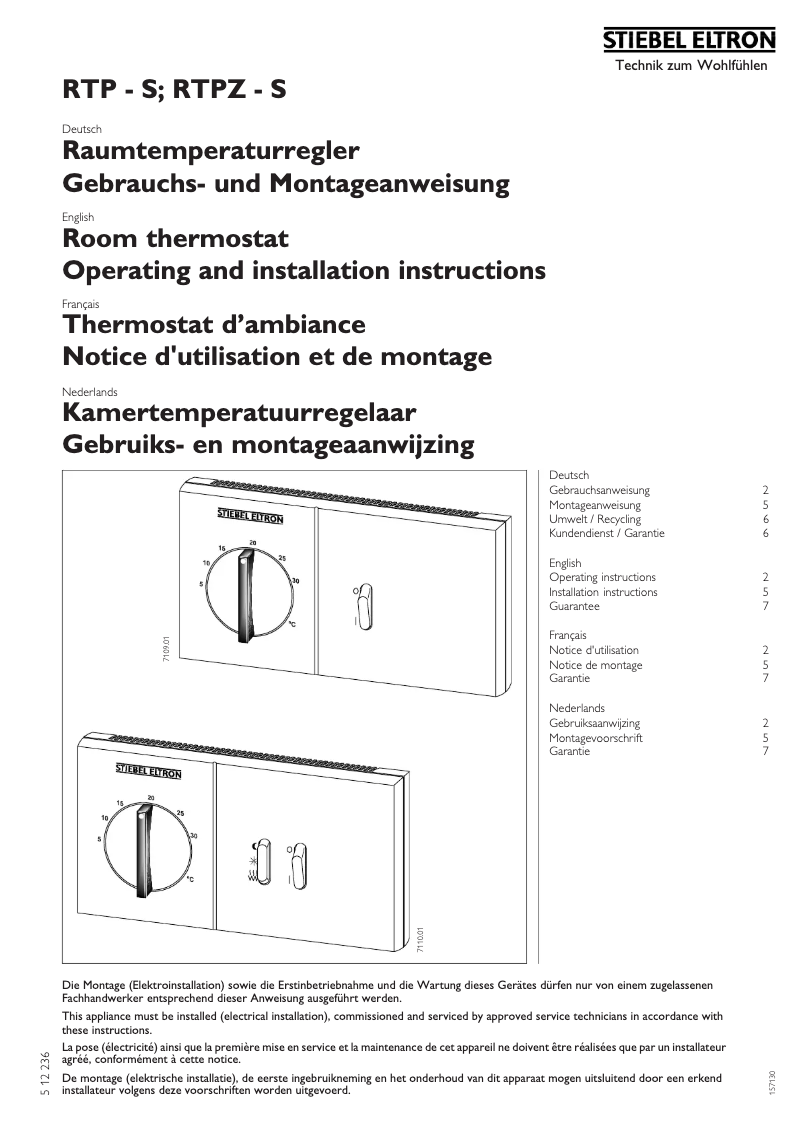 Image de la première page du manuel de l'appareil RTPZ - S