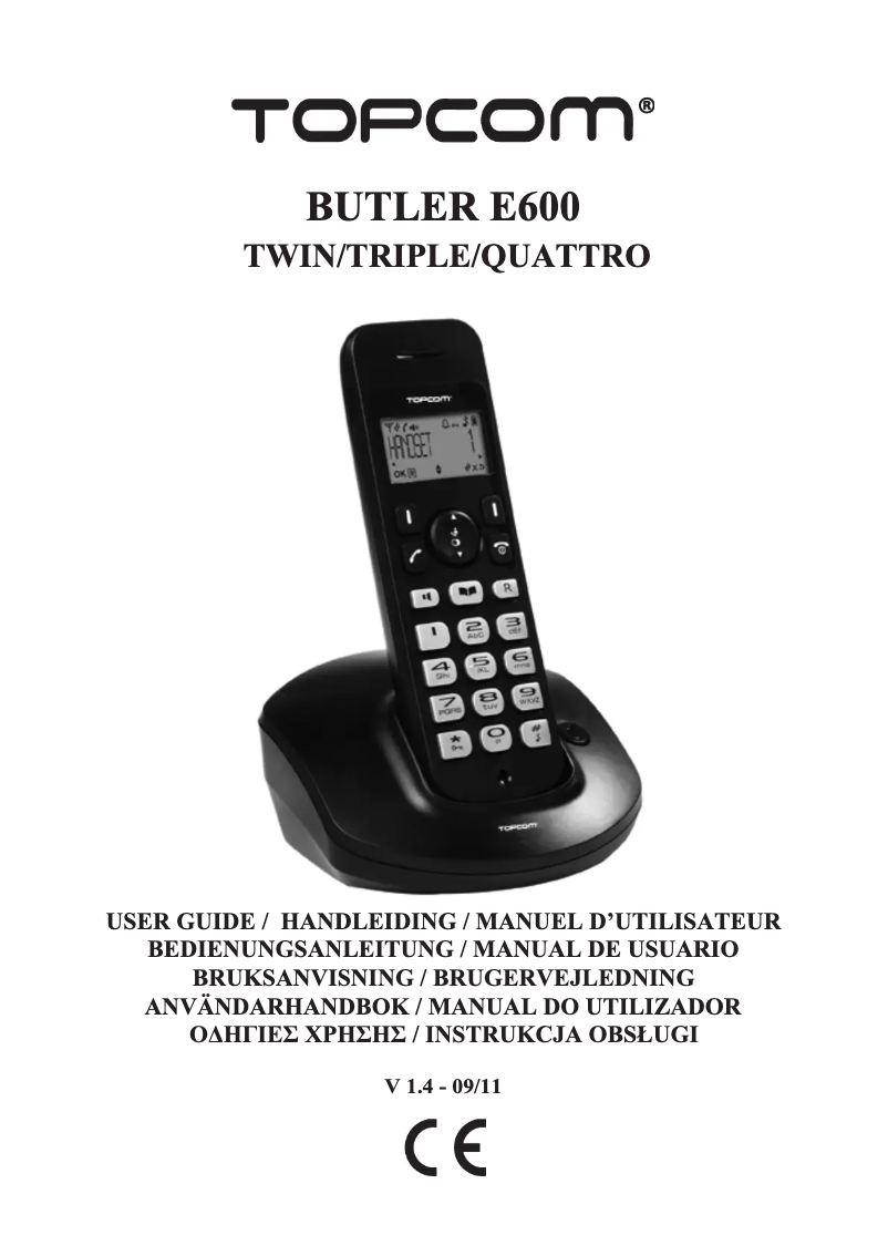 Page 1 de la notice Manuel utilisateur Topcom Butler E600 twin