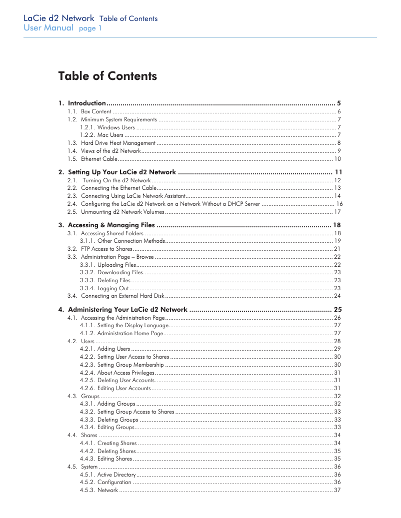 Page 1 de la notice Mode d'emploi LaCie d2 Network