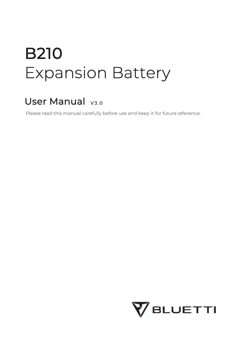Page 1 de la notice Manuel utilisateur Bluetti B210