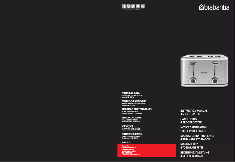 Page n°1 - Manuel utilisateur Brabantia BBEK1031N