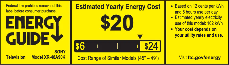 Página 1 del manual Etiqueta energética Sony XR-48A90K