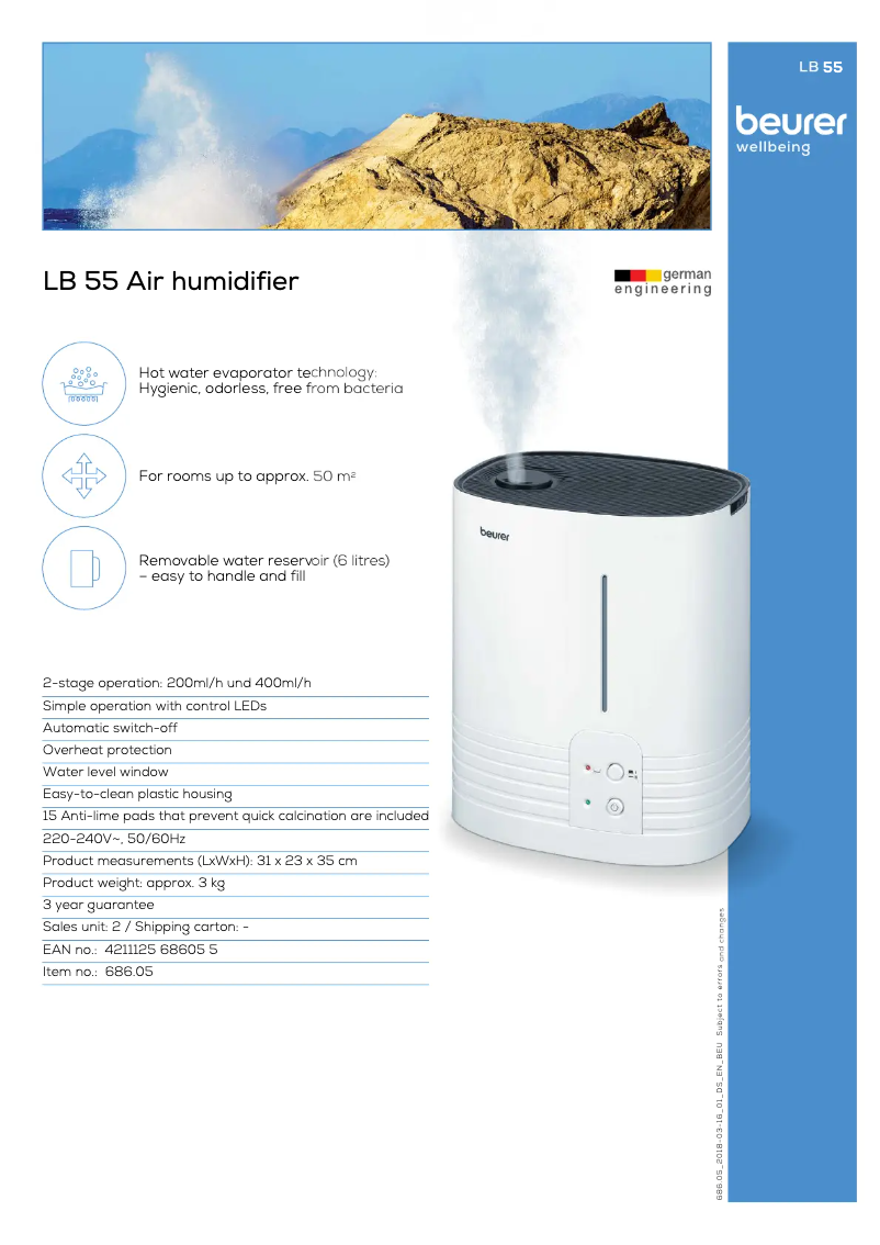 Page 1 de la notice Fiche technique Beurer LB 55